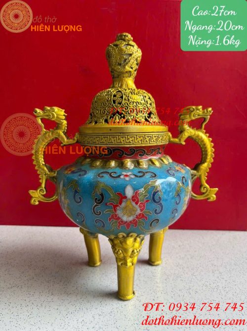 Lư Xông Trầm Bằng Đồng Pháp Lam