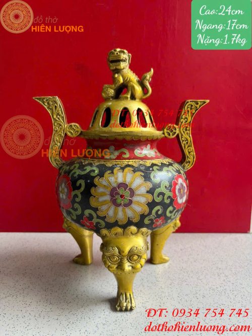 Lư Xông Trầm Bằng Đồng Pháp Lam