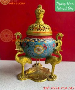 Lư Xông Trầm Bằng Đồng Pháp Lam