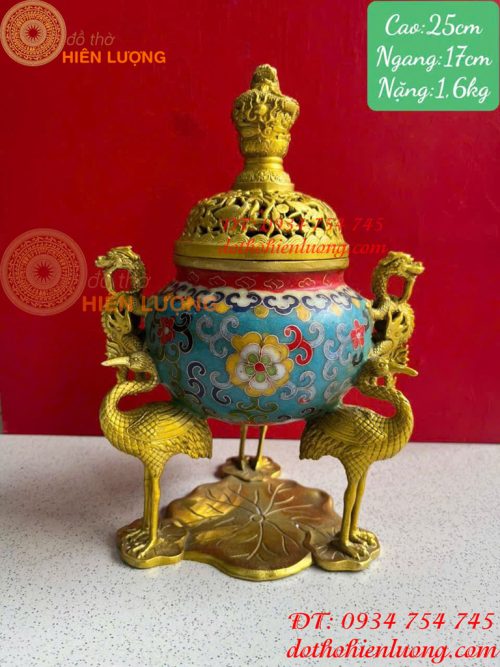 Lư Xông Trầm Bằng Đồng Pháp Lam