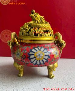 Lư Xông Trầm Bằng Đồng Pháp Lam