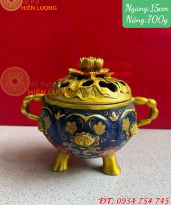 Lư Xông Trầm Bằng Đồng Pháp Lam