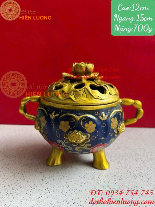 Lư Xông Trầm Bằng Đồng Pháp Lam