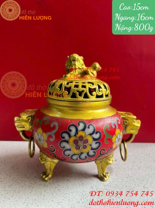 Lư Xông Trầm Bằng Đồng Pháp Lam