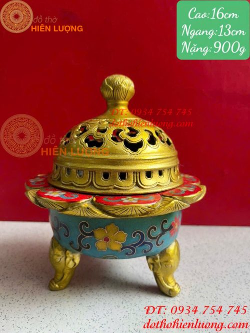 Lư Xông Trầm Bằng Đồng Pháp Lam