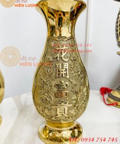 Đôi Lọ Hoa Cúc Dáng Củ Tỏi Bằng Đồng Thờ Cúng