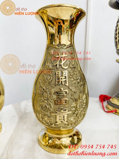 Đôi Lọ Hoa Cúc Dáng Củ Tỏi Bằng Đồng Thờ Cúng