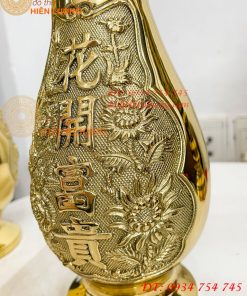Đôi Lọ Hoa Cúc Dáng Củ Tỏi Bằng Đồng Thờ Cúng