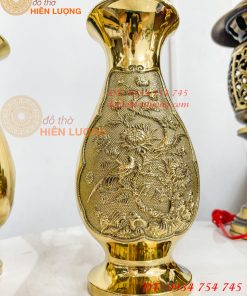Đôi Lọ Hoa Cúc Dáng Củ Tỏi Bằng Đồng Thờ Cúng