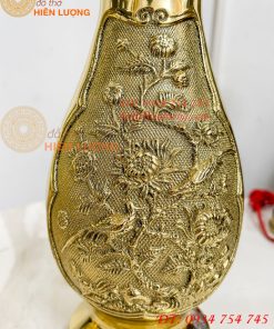 Đôi Lọ Hoa Cúc Dáng Củ Tỏi Bằng Đồng Thờ Cúng
