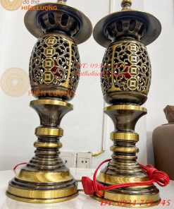 Đôi Đèn Đồng Quả Dứa Cao 45cm Màu Highligt