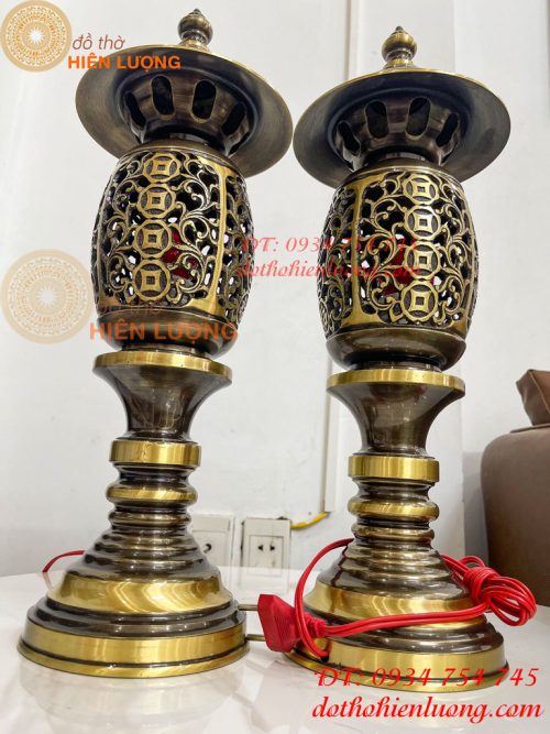 Đôi Đèn Đồng Quả Dứa Cao 45cm Màu Highligt