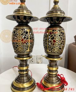 Đôi Đèn Đồng Quả Dứa Cao 45cm Màu Highligt