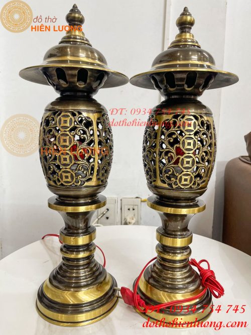 Đôi Đèn Đồng Quả Dứa Cao 45cm Màu Highligt
