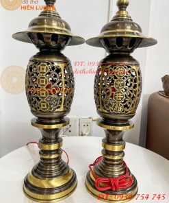 Đôi Đèn Đồng Quả Dứa Cao 45cm Màu Highligt