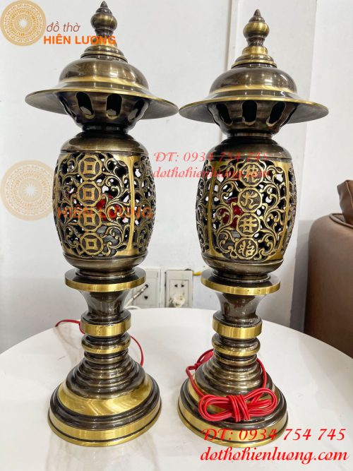 Đôi Đèn Đồng Quả Dứa Cao 45cm Màu Highligt