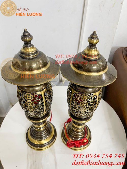 Đôi Đèn Đồng Quả Dứa Cao 45cm Màu Highligt