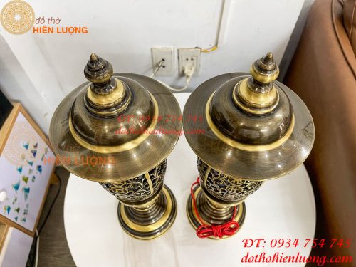 Đôi Đèn Đồng Quả Dứa Cao 45cm Màu Highligt