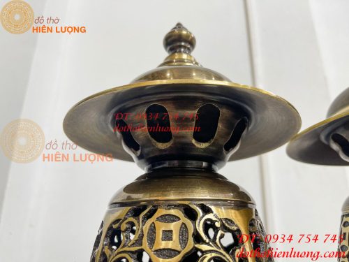 Đôi Đèn Đồng Quả Dứa Cao 45cm Màu Highligt