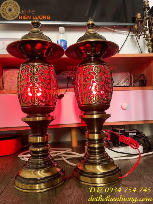 Đôi Đèn Đồng Quả Dứa Cao 45cm Màu Highligt