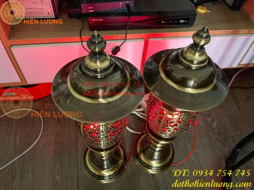 Đôi Đèn Đồng Quả Dứa Cao 45cm Màu Highligt