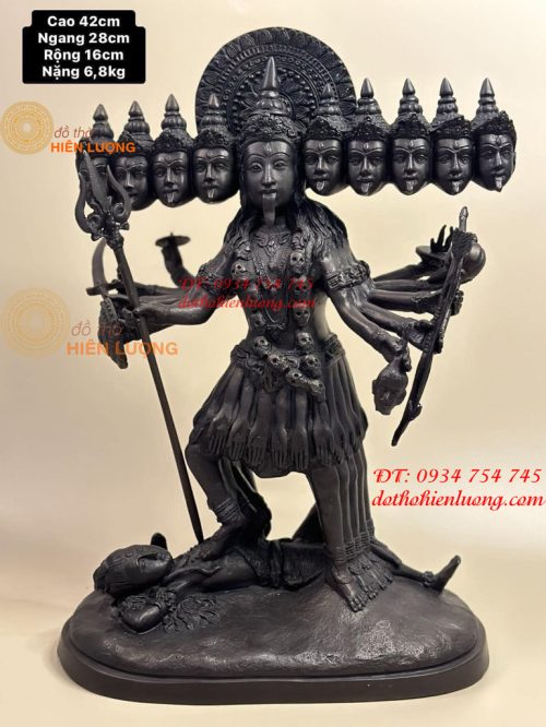 Tượng nữ thần Kali bằng đồng cao 42cm