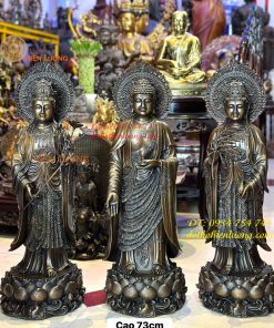 Bộ Tây Phương Tam Thánh Đứng Bằng Đồng Cao 73cm