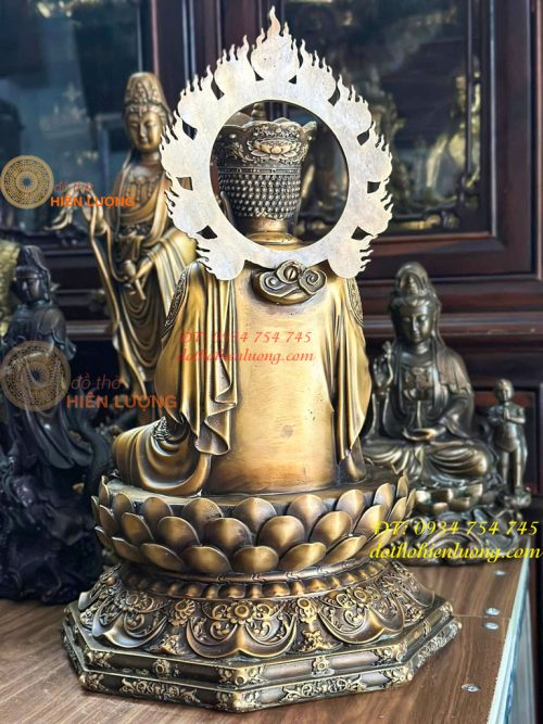 Tượng Đại Nhật Như Lai Hào Quang Bằng Đồng Hun Cao 45cm