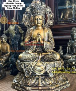 Tượng Đại Nhật Như Lai Hào Quang Bằng Đồng Hun Cao 45cm