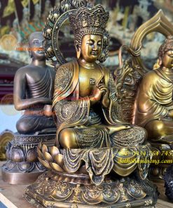 Tượng Đại Nhật Như Lai Hào Quang Bằng Đồng Hun Cao 45cm