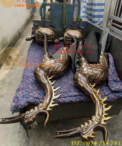 Đôi Hạc Bằng Đồng Đỏ Khảm Tam Khí