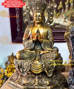 Tượng Đại Nhật Như Lai Hào Quang Bằng Đồng Hun Cao 45cm