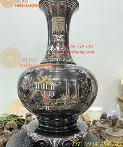 Đôi Lọ Củ Tỏi Bằng Đồng Đỏ Khảm Ngũ Sắc