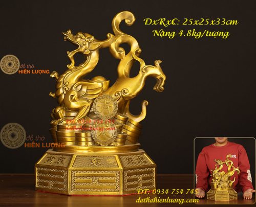 Bộ Tượng Long Lân Quy Phụng Bằng Đồng