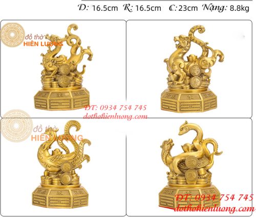Bộ Tượng Long Lân Quy Phụng Bằng Đồng