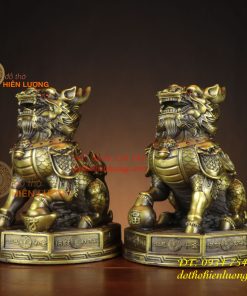 Đôi Kỳ Lân Ngồi Bệ Bát Quái Bằng Đồng Phong Thủy