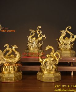 Bộ Tượng Long Lân Quy Phụng Bằng Đồng