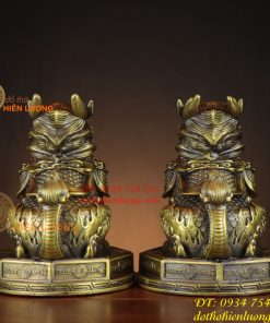Đôi Kỳ Lân Ngồi Bệ Bát Quái Bằng Đồng Phong Thủy