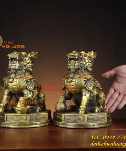 Đôi Kỳ Lân Ngồi Bệ Bát Quái Bằng Đồng Phong Thủy