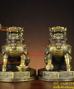 Đôi Kỳ Lân Ngồi Bệ Bát Quái Bằng Đồng Phong Thủy
