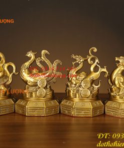 Bộ Tượng Long Lân Quy Phụng Bằng Đồng
