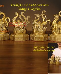 Bộ Tượng Long Lân Quy Phụng Bằng Đồng