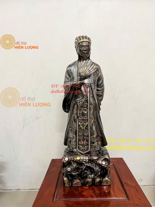 Tượng Khổng Minh Bằng Đồng Đỏ Khảm Ngũ Sắc