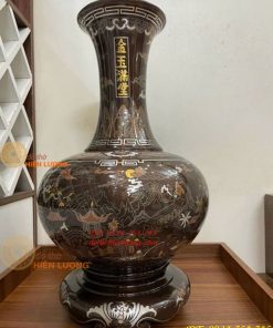 Đôi Lọ Củ Tỏi Bằng Đồng Đỏ Khảm Ngũ Sắc