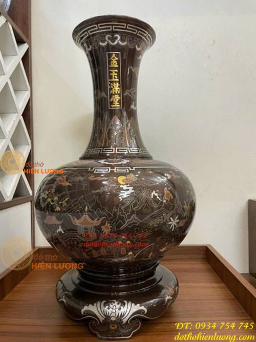 Đôi Lọ Củ Tỏi Bằng Đồng Đỏ Khảm Ngũ Sắc