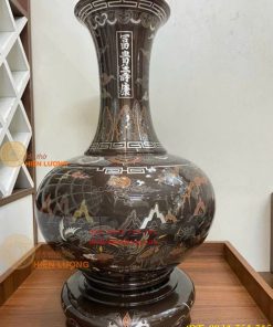 Đôi Lọ Củ Tỏi Bằng Đồng Đỏ Khảm Ngũ Sắc