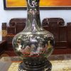 Đôi Lọ Củ Tỏi Bằng Đồng Đỏ Khảm Ngũ Sắc