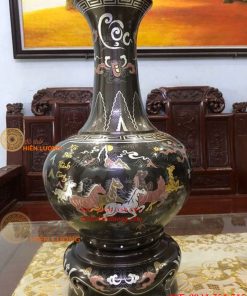 Đôi Lọ Củ Tỏi Bằng Đồng Đỏ Khảm Ngũ Sắc
