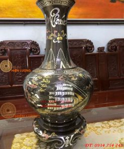 Đôi Lọ Củ Tỏi Bằng Đồng Đỏ Khảm Ngũ Sắc