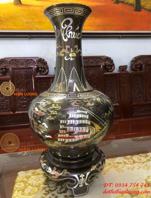 Đôi Lọ Củ Tỏi Bằng Đồng Đỏ Khảm Ngũ Sắc